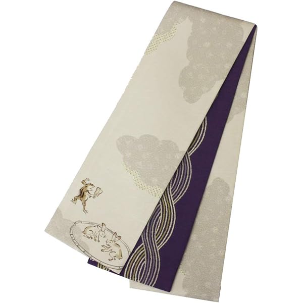 Amazon | 半幅帯 猫の古本屋 レトロベージュ 正絹 女性用 日本製